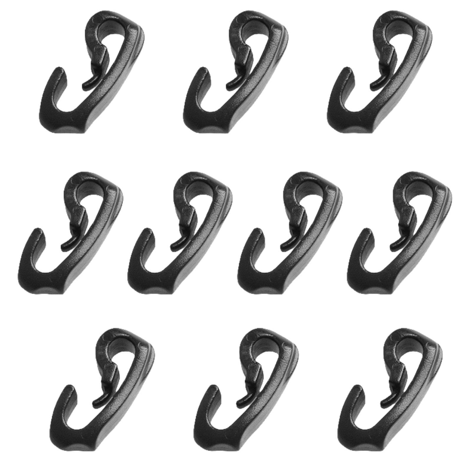 10-Pack Outdoor Camping Tent Hooks, Canopy Windproof Hook, Plastic Shock Cord Clasp Hook for Camping Canopy Backpacking Awning