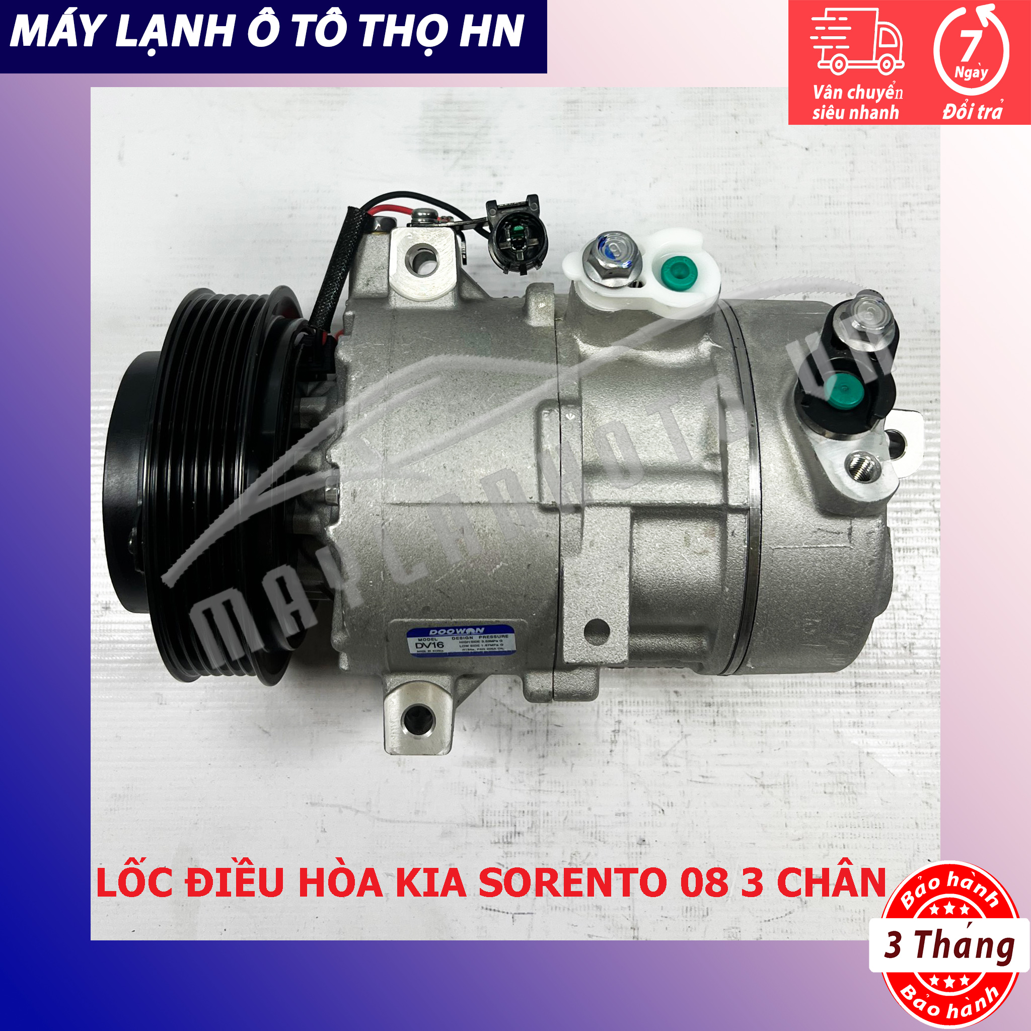 Lốc điều hòa (block,máy nén) Kia Sorento 2008 2009 2010 (3 chân, van điện) Hàng xịn Hàn Quốc 08 09 10 97701-2P160