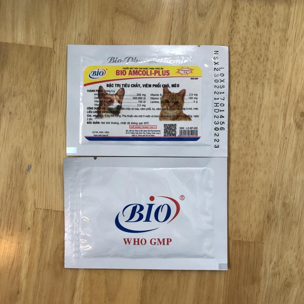 Amcoli Plus- Bột Hòa Tan Cho Thú Cưng Chó Mèo Viêm Phổi, Tiêu Chảy, gói 5gr
