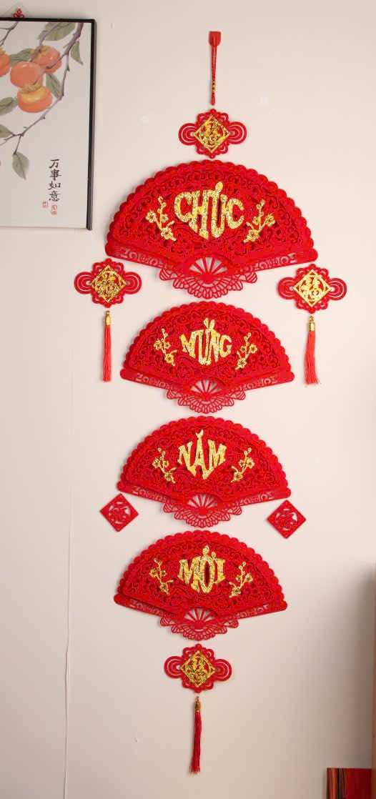 Dây Liễn Treo Tết Hình Quạt Đỏ – Bộ Chữ Vạn Sự Như Ý / Chúc Mừng Năm Mới – Trang Trí Tết 2026, Decor Nhà Cửa, Cửa Ra Vào - HÀNG CHÍNH HÃNG MINIIN