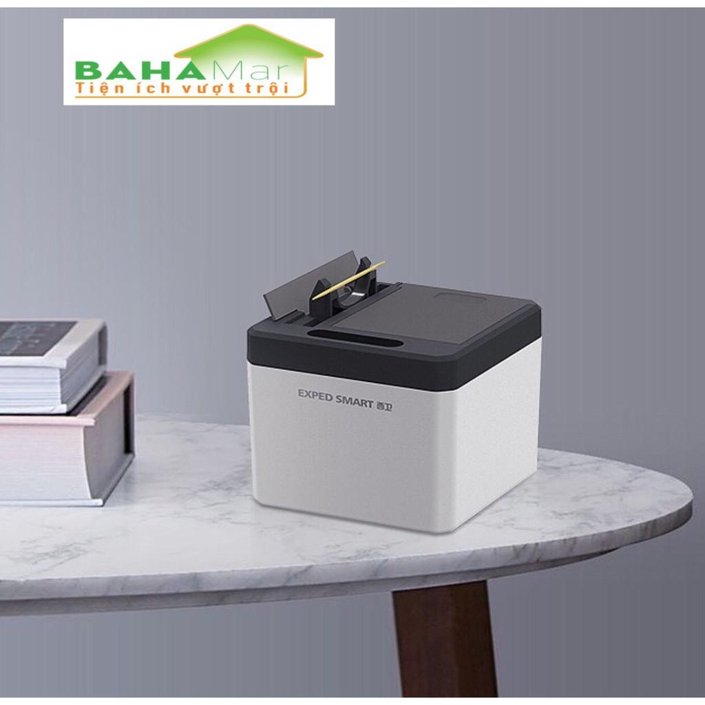 HỘP TĂM CẢM BIẾN THÔNG MINH TỰ ĐỘNG NHẢ TĂM "BAHAMAR" cảm ứng hồng ngoại sẽ tự mở khi có chuyển động để tăm có thể kéo r
