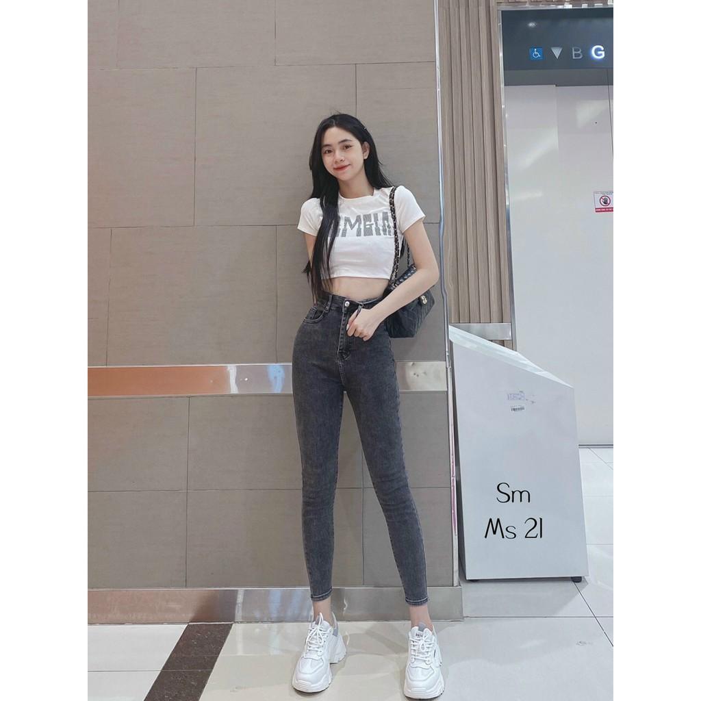 QUẦN JEANS SKINNY XÁM CO GIÃN - CẠP CAO ÔM BODY HOT GIRL - QUẦN BÒ DÀI TRƠN BASIC 8