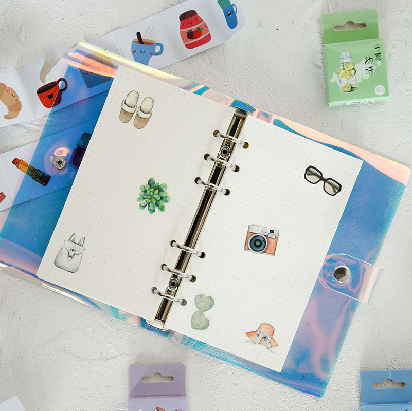 Bộ Sticker hộp 40 miếng dán Thế Giới Hoạt Hình - Hộp nhãn dán trang trí sổ tay bullet journal - M505