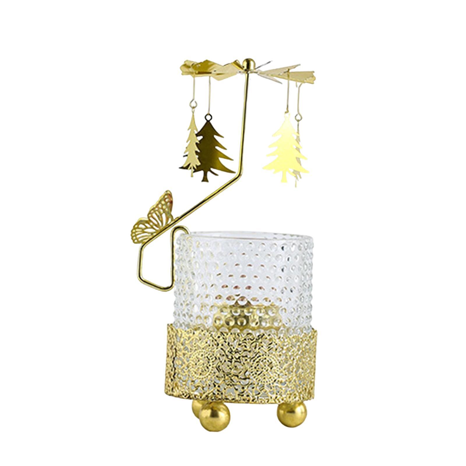 Rotary Candlestick Ornament Tea Light Holder for Restaurant Desktop Fireplace Home Decoration
