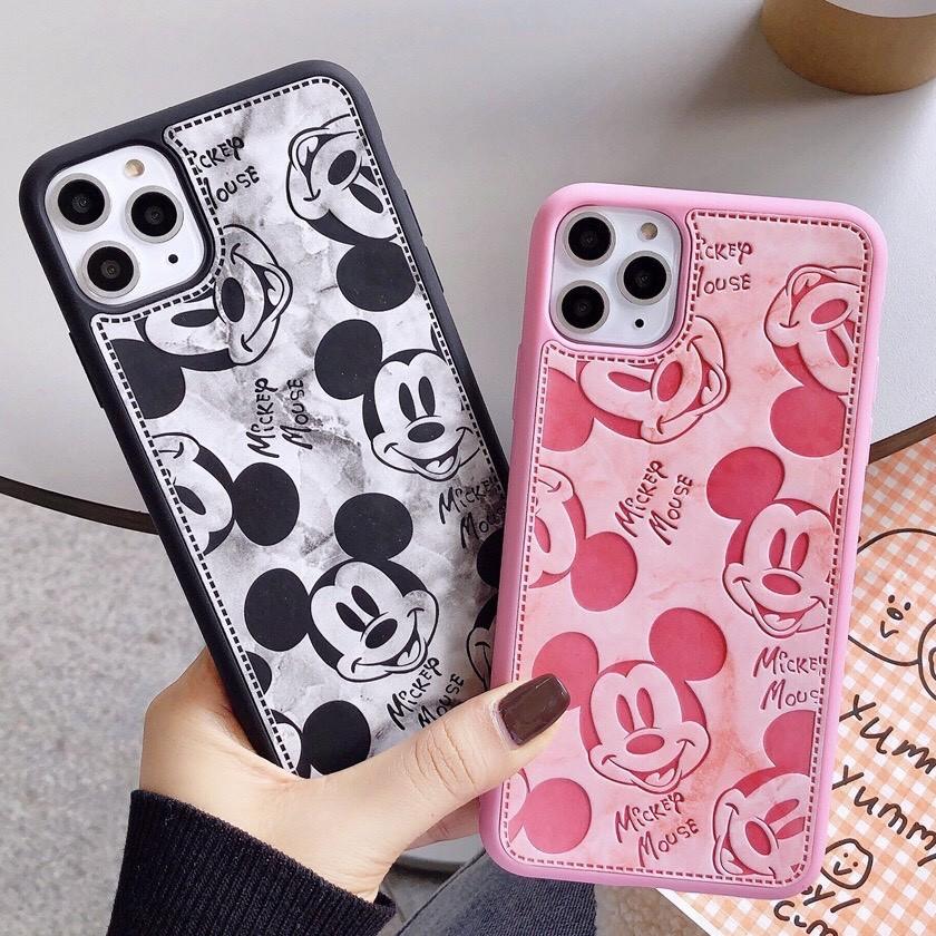 Ốp Da Mềm Họa Tiết Đá Hoa Cương In Logo MICKEY Dành Cho 6G/7G/8G/6P/7P/8P/X/XS/XSMAX/11/11PRO/11PROMAX