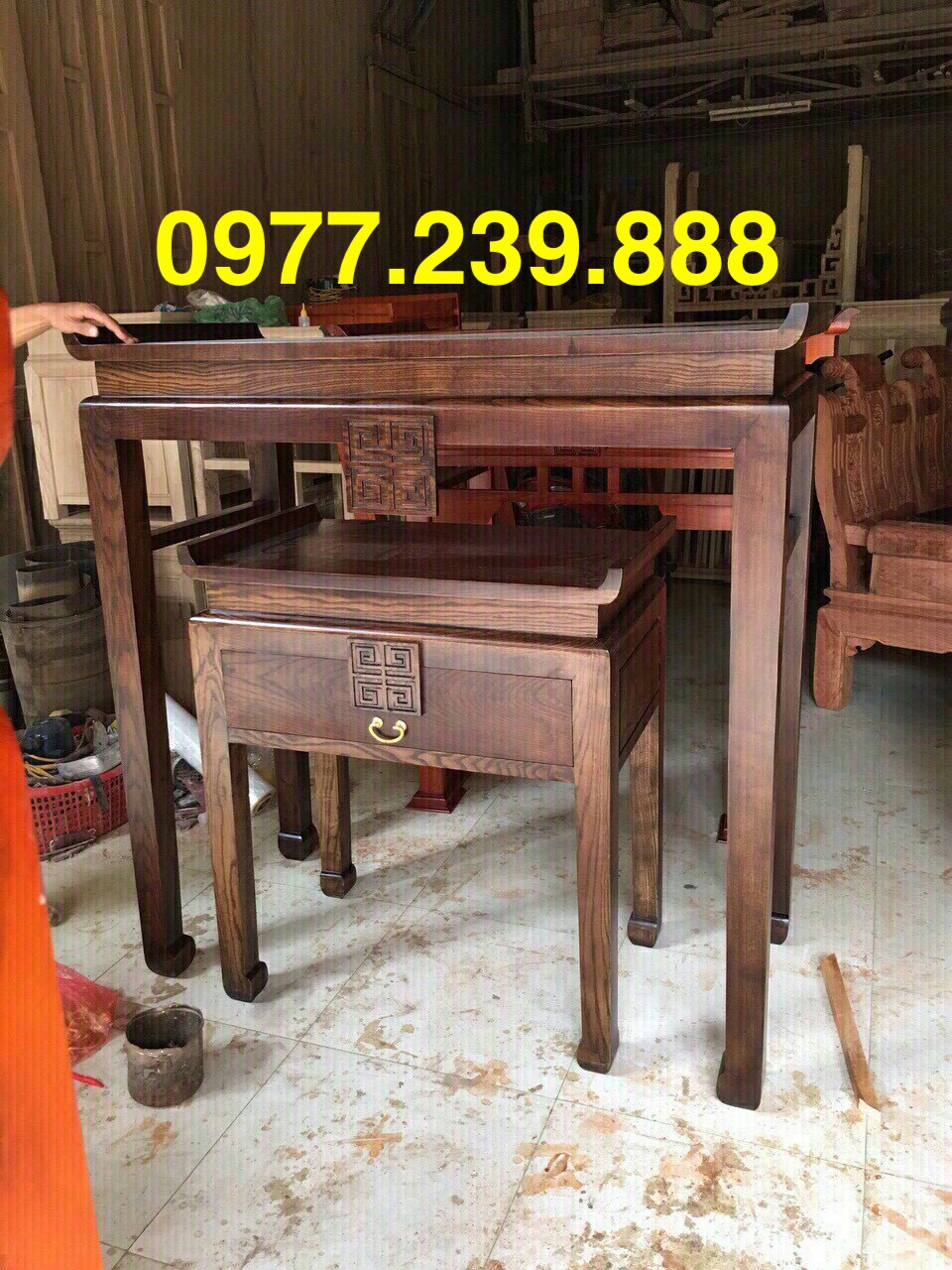 bàn thờ đứng gỗ sồi 89cm