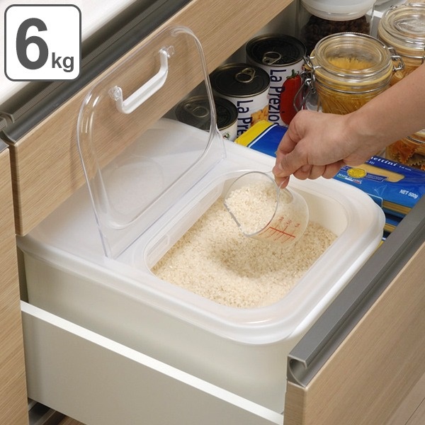 Thùng đựng gạo hai ngăn nắp gấp INOMATA Nhật Bản 6kg (tặng kèm cốc đong)