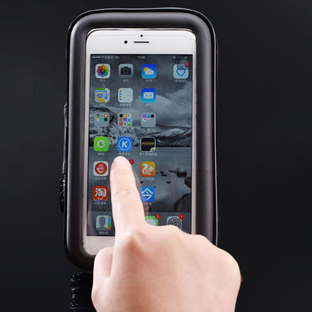 Motorcycle Waterproof Phone Case Bag With Handlebar Mount Holder Black