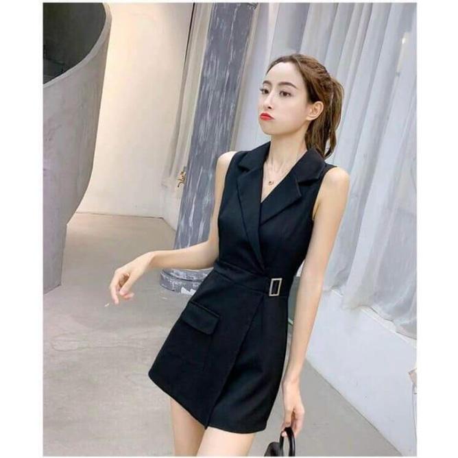 JUMPSUIT CỔ VEST PHỐI TÚI 1 BÊN