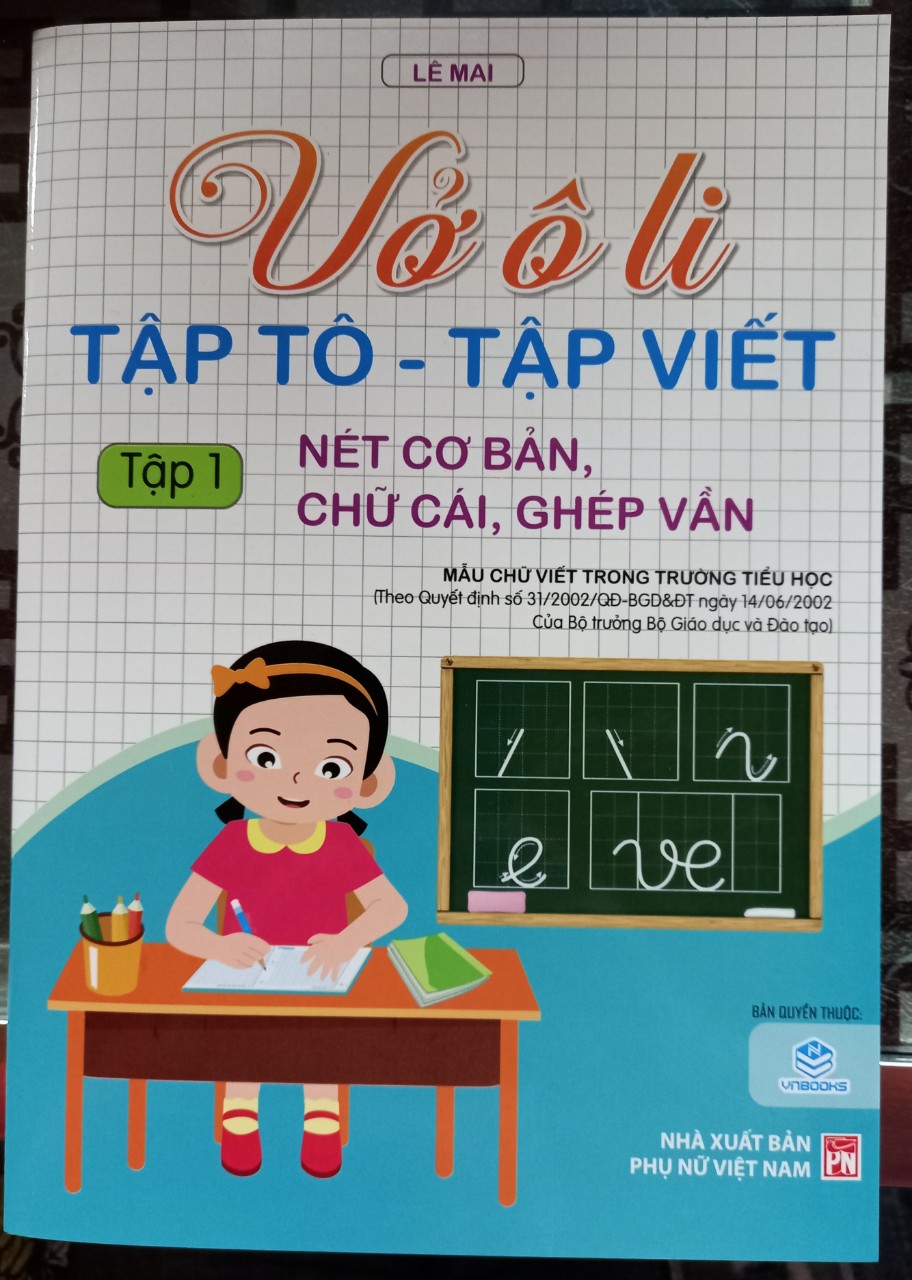 Combo 3 cuốn Vở ô ly ( tập tô tập viết tập 1 + tập 2, chữ hoa)