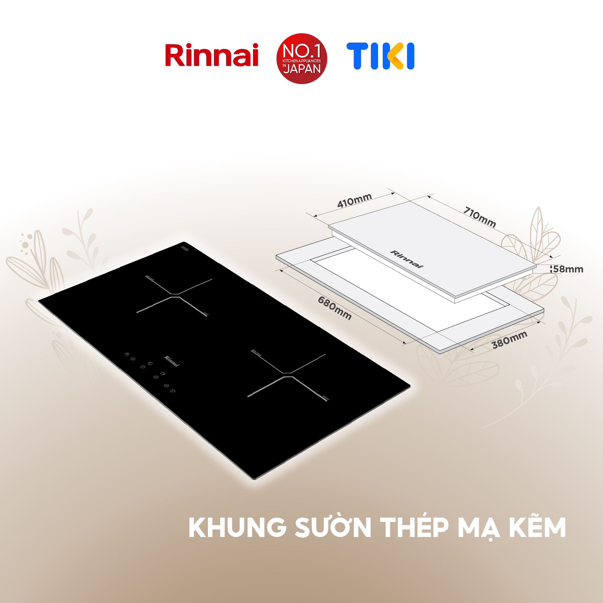 Bếp từ Rinnai RB-7012H-CB mặt kính Schott 2900W - Hàng chính hãng.