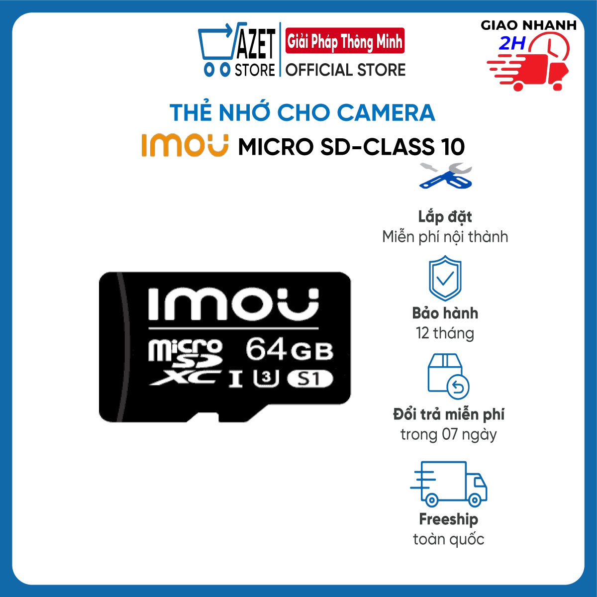 Thẻ Nhớ Camera IMOU Chuẩn Micro SD Dung Lượng 32GB/64GB Class 10 U1 Đốc Độ Cao Hàng Chính Hãng