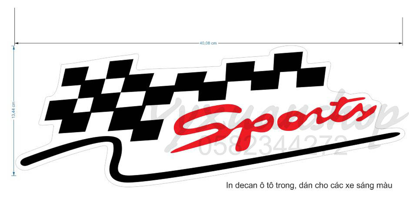 Decal dán nắp capo xe ô tô chữ ký Sport mind, decan trang trí xe hơi, sticker Sport mind các đời xe,màu xe