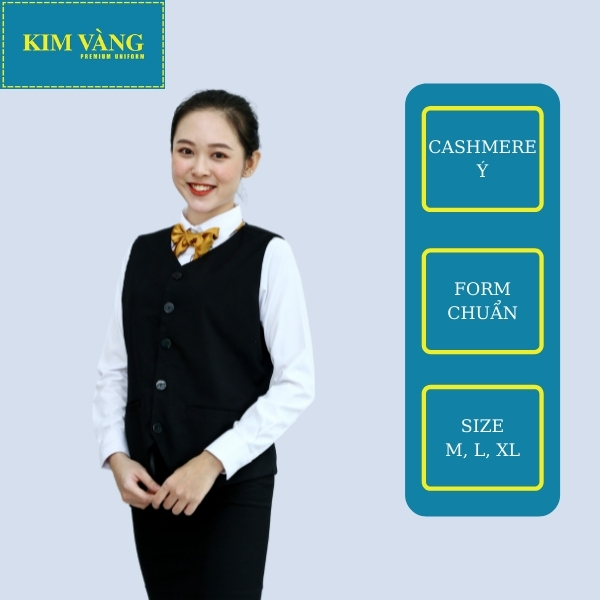 Áo Ghile nữ đồng phục pha chế chất liệu Cashmere Ý - Màu đen mẫu 01