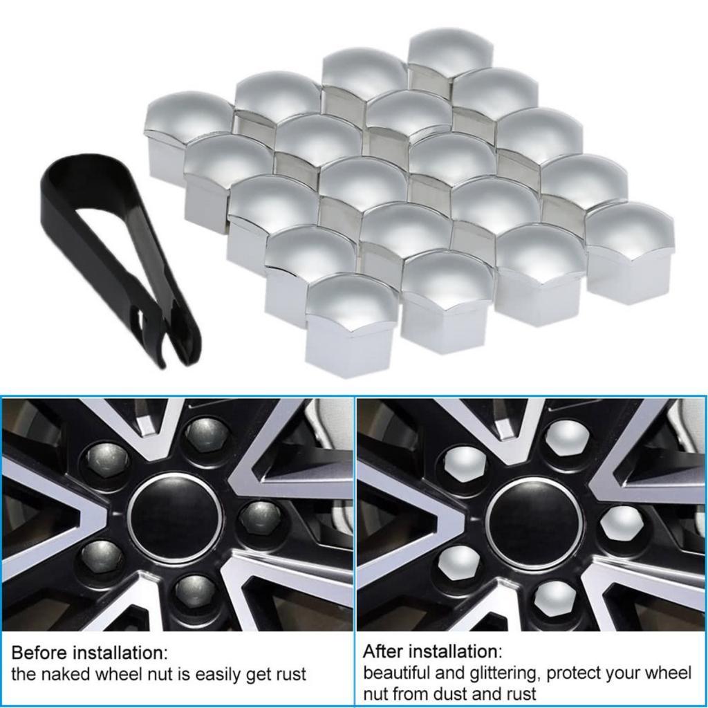 2x 20pcs Universal 17mm Wheel Nut Covers Lug Nut Caps Screw Protector