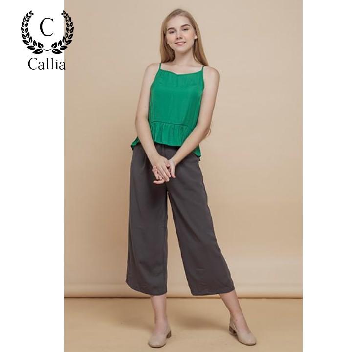 Áo hai dây nữ Callia String Green cổ V (Xanh lá)