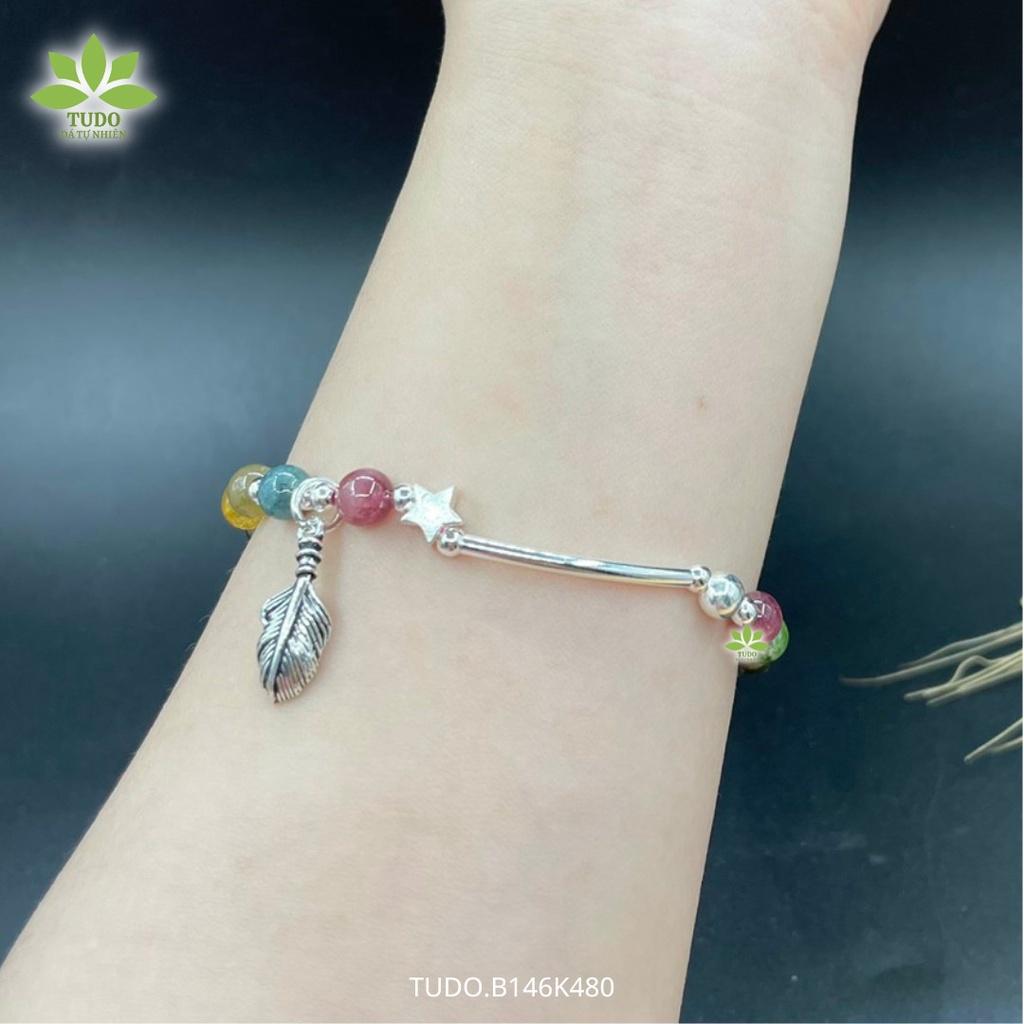 Vòng Tay Nữ Đẹp - Vòng Phong Thủy Đa Mệnh TUDO B146K480 VCBTAUL Charm Bạc Lông Công