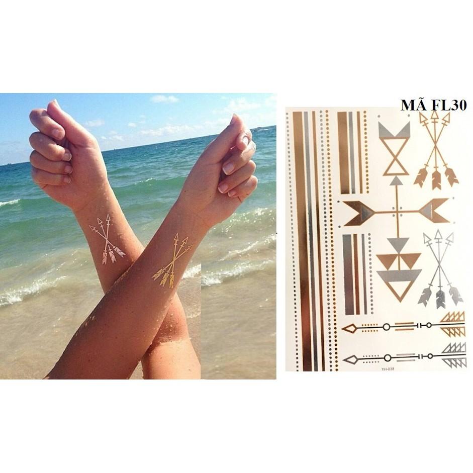 Hình xăm dán ánh kim tattoo gold cao cấp 15x21cm