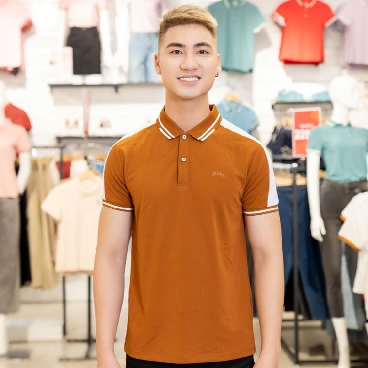 Áo polo nam YODY chất liệu cafe dáng thể thao phối vai trẻ trung APM4239