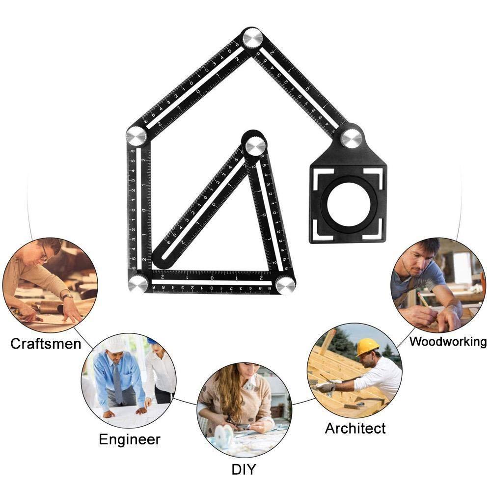 Thước đo 6 góc gấp kiêm định vị đa năng dễ sử dụng- Thước định vị khoét lỗ gạch men