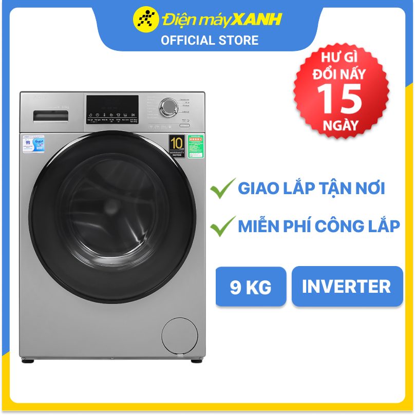 Máy giặt Aqua Inverter 9 kg AQD-D900F S - Hàng chính hãng(Giao Toàn Quốc)