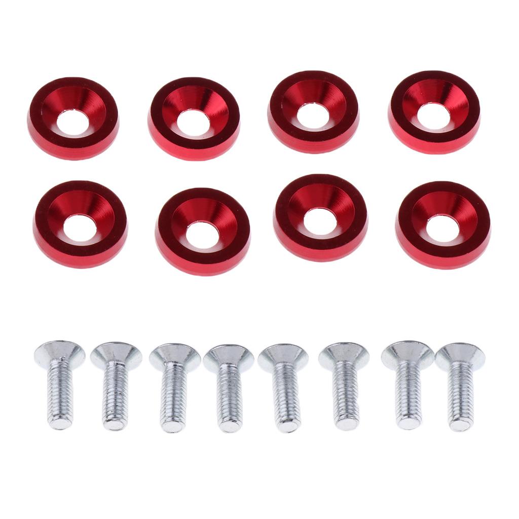 8 Sets M6 Bumper Washer Bolt Engine Bay Screw Kit CNC Billet Aluminum Red