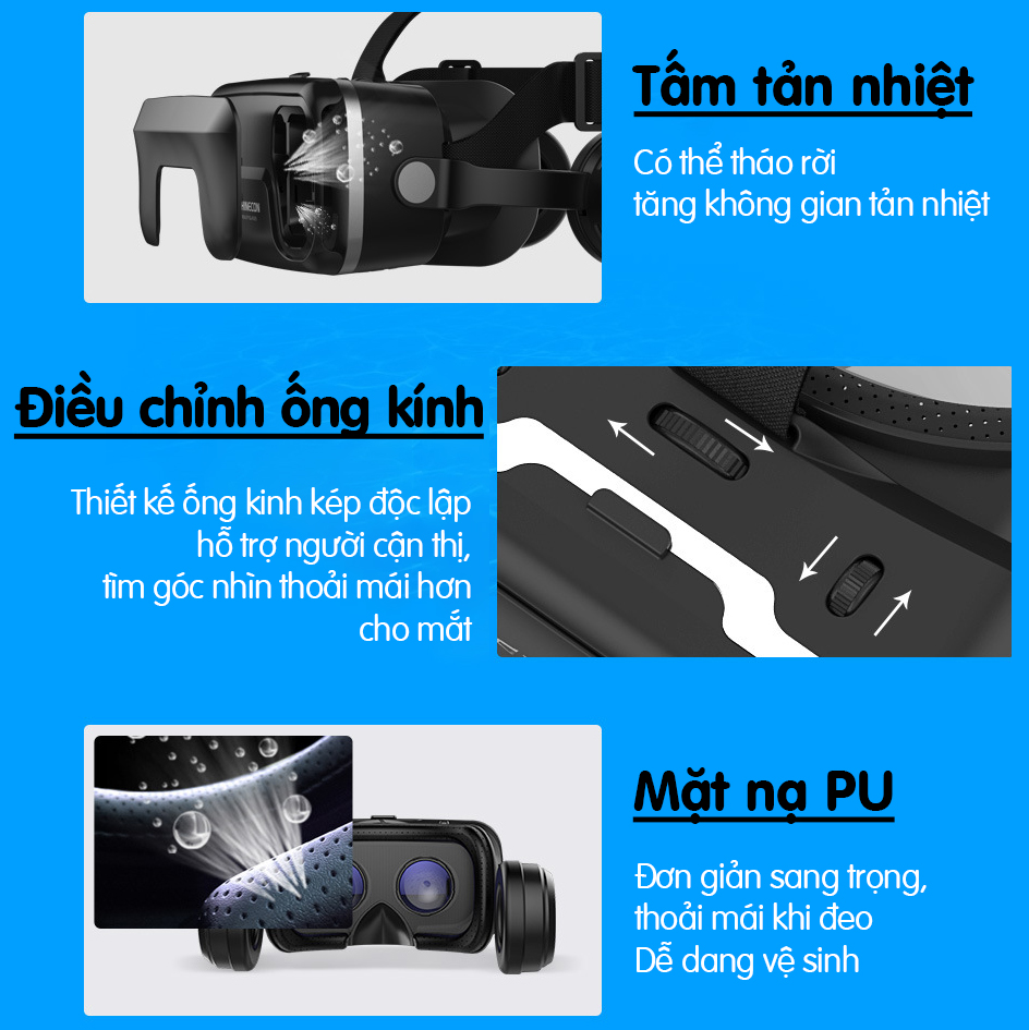 Kính thực tế ảo 3D VR Shinecon Vinetteam Phiên bản tai nghe Mũ bảo hiểm thực tế ảo 3D di động Màn hình lớn - D1613