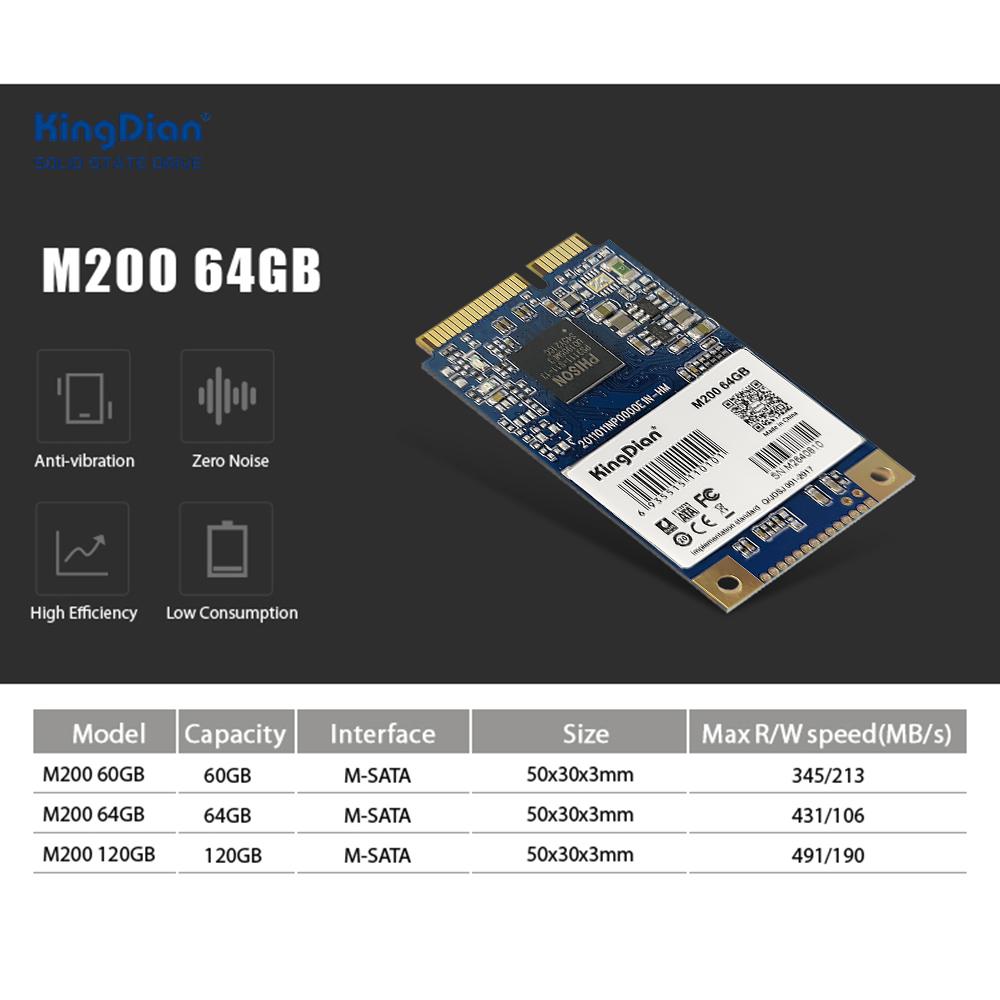 Ổ cứng thể rắn bên trong KingDian SSD Giao diện M-SATA3 M200 64GB cho máy tính xách tay