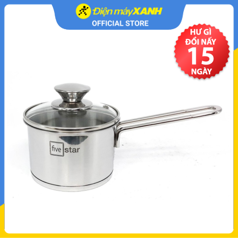 Quánh inox 3 đáy nắp kính 12 cm Fivestar Q12-3DG - Hàng chính hãng