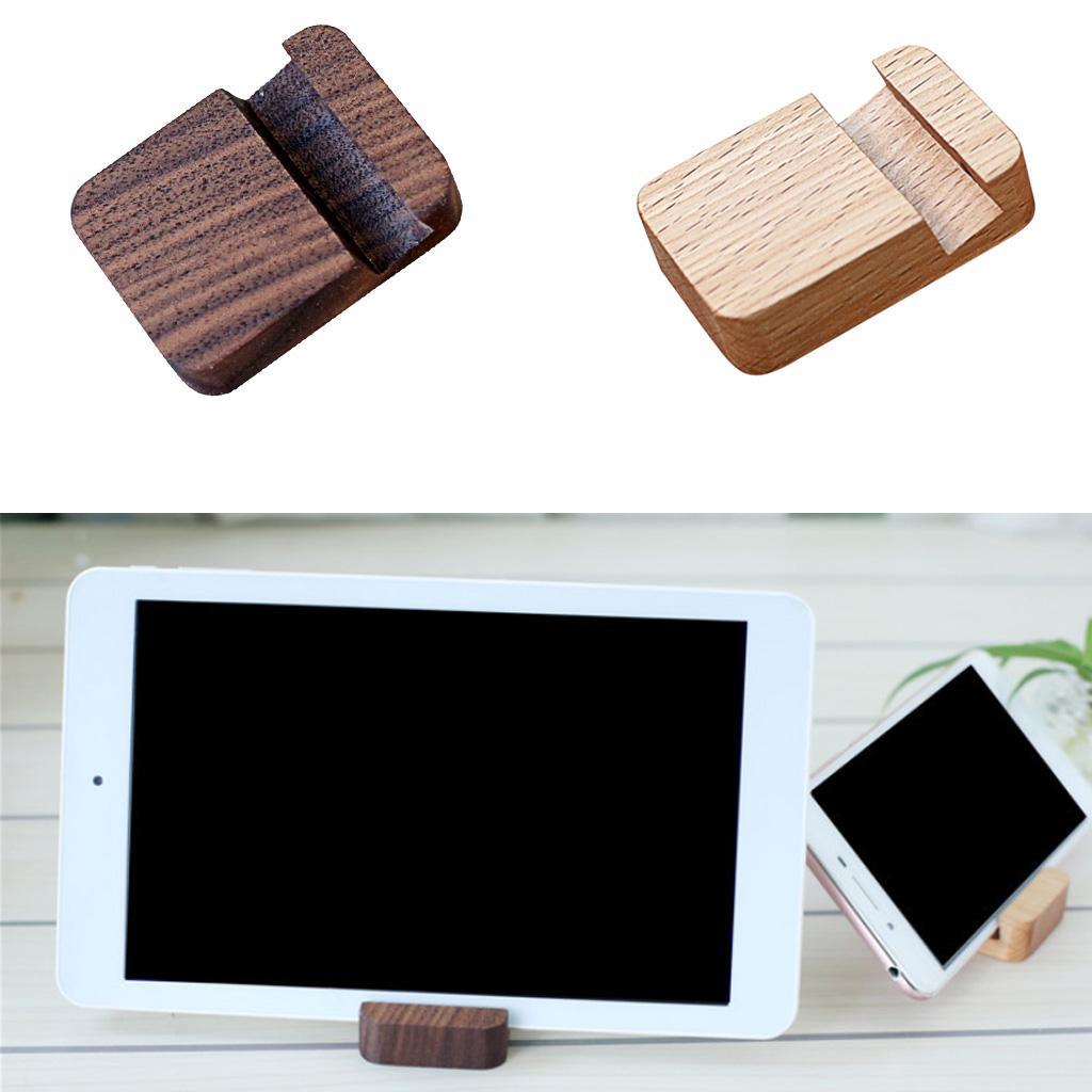 2Pcs Solid Wood Home Car Mount Stand Cradle Holder Switch Cell Smartphone