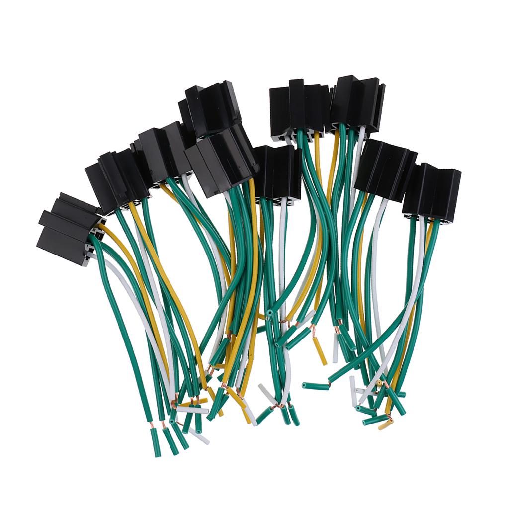 10pcs Pre-wired 5 Pin Relay Mounting Base Socket 12V 40A for Car Truck Van