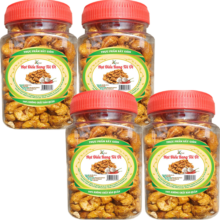 COMBO 4 HŨ HẠT ĐIỀU RANG TỎI ỚT HIỆU SKFOOD- MỖI HŨ 250G