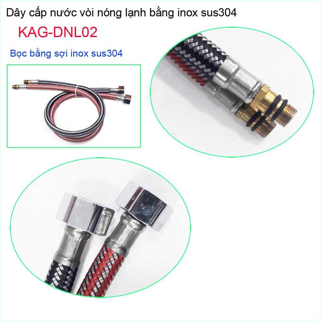 Bộ 2 dây cấp  vòi nóng lạnh, dây cấp nước nóng lạnh  inox KAG-DNL02