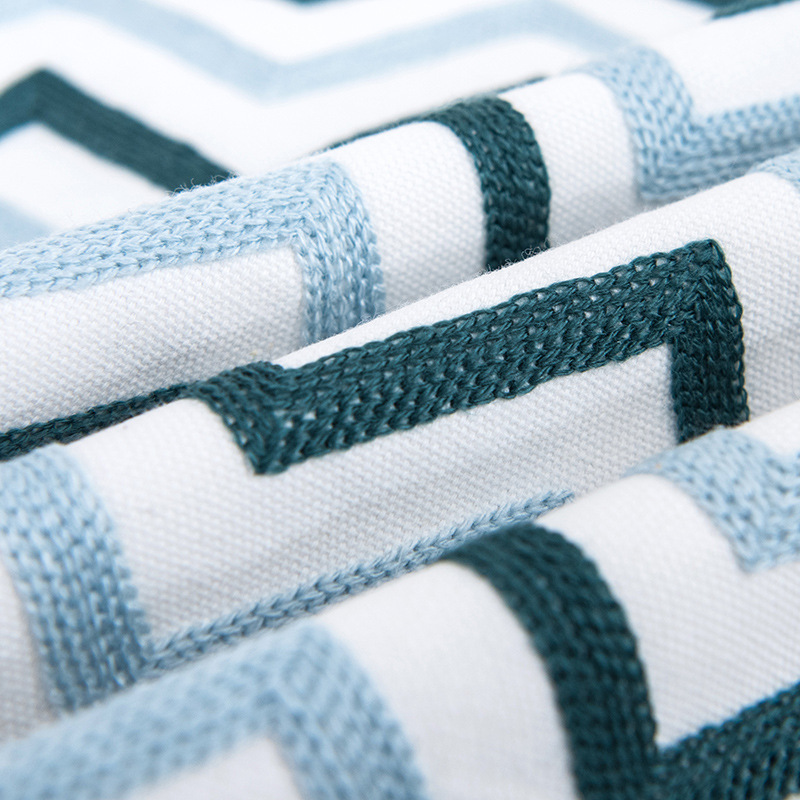 Vỏ Gối Tựa Lưng Linen Dệt Thêu Nổi Hình Học Tối Giản