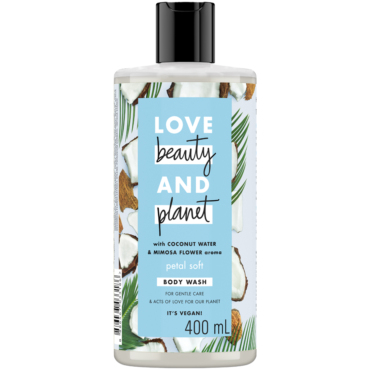Sữa tắm LOVE BEAUTY &amp; PLANET Chăm da mềm mịn mềm mịn với 100% Dừa tươi organic từ thiên nhiên 400ml