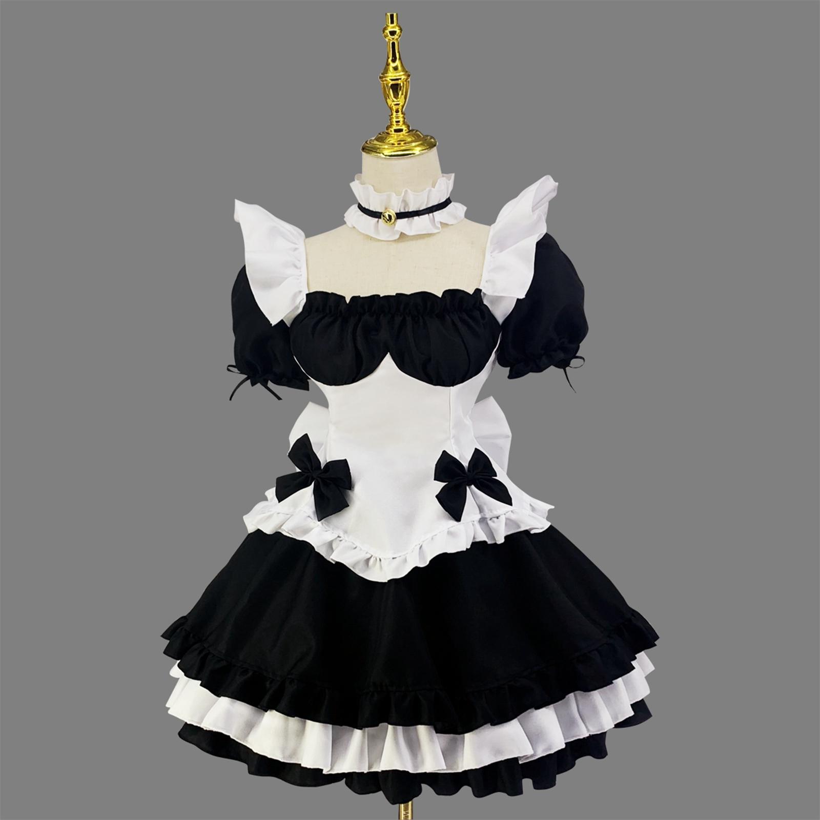 Classic Maid Costume with Apron Lolita Anime Cosplay for Halloween