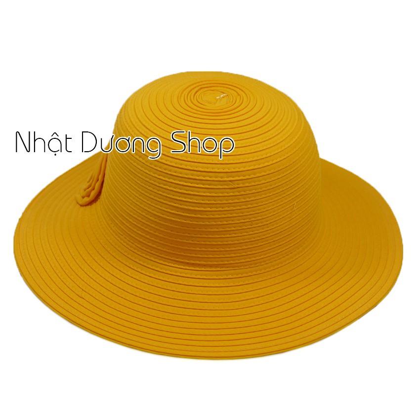 Nón bo nữ rộng vành 8cm có gắn hoa với chất liệu cói cao cấp, sang trọng che nắng cực tốt
