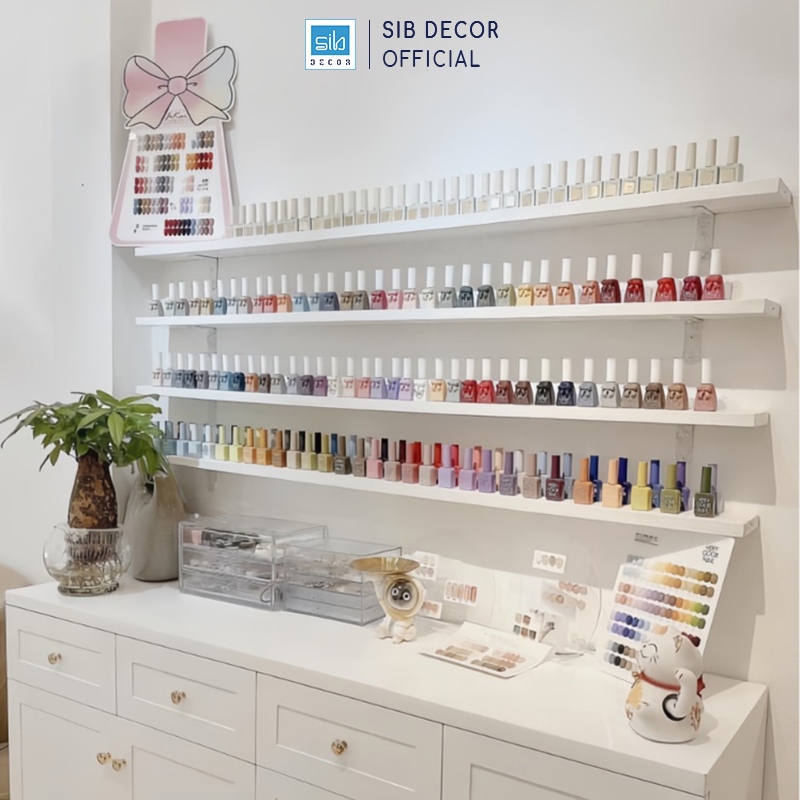 [Không khoan] Kệ Nail, Sơn Móng Dài 60cm Đến 120cm, Rộng 10cm Treo Tường Spa, Nail SIB Decor KT010P