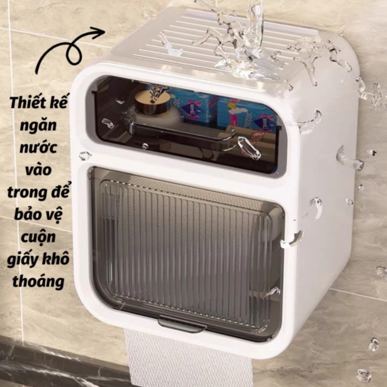 Hộp đựng giấy vệ sinh dán tường 2 tầng chống thấm