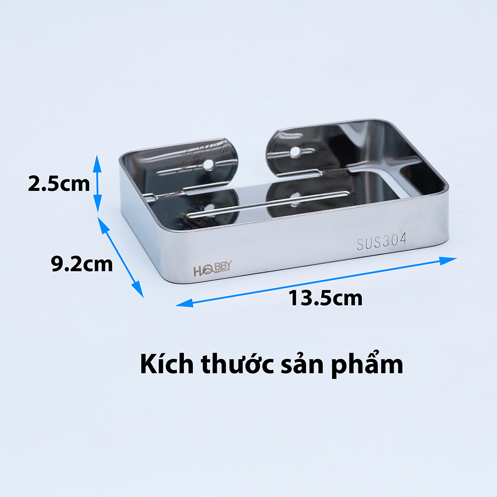 Khay đựng xà phòng, xà bông HOBBY SB4 Inox 304 dán tường hoặc khoan tường - có keo dán và đinh ốc