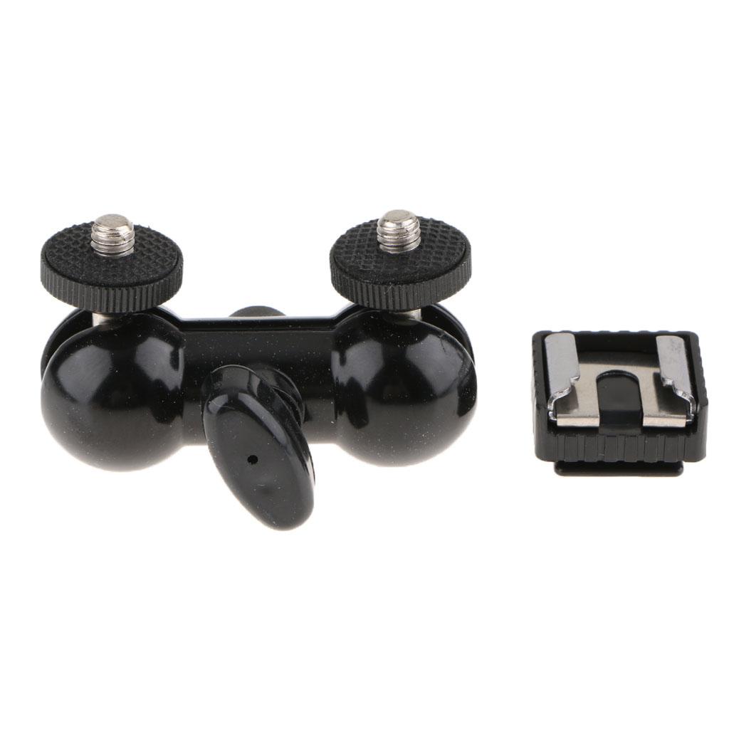 360 Degree Double Ballhead & 1/4" Screw for LED Lights Flash Lights Monitor