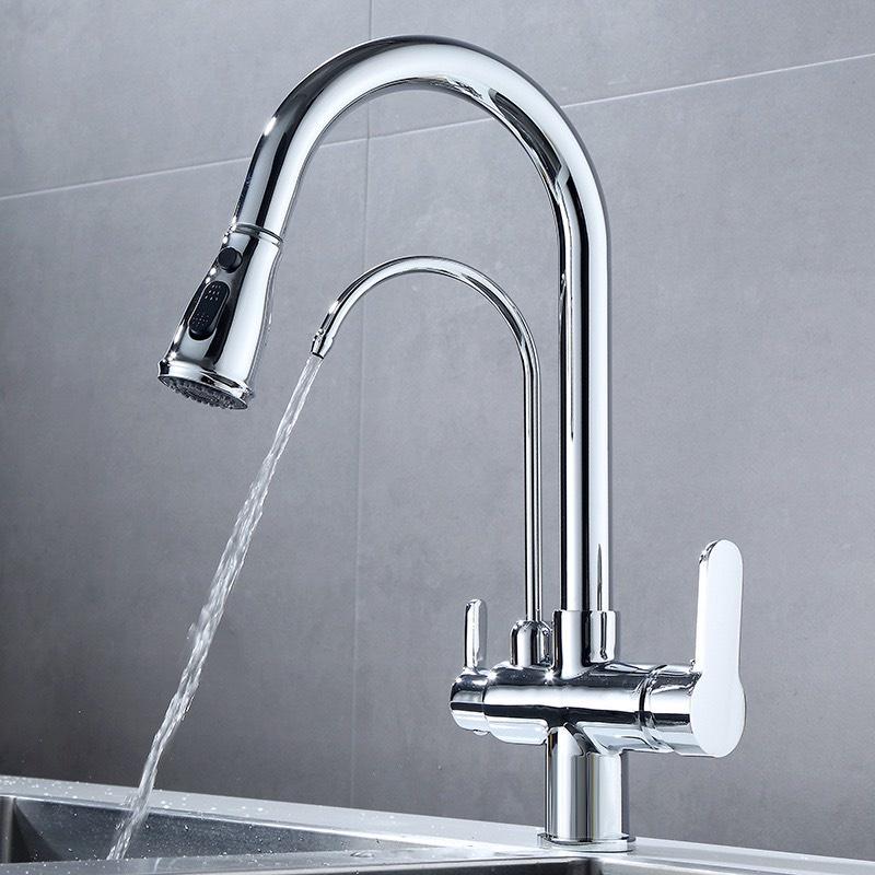 Vòi bếp, vòi chậu rửa bát nóng lạnh, dây rút, 3 đường nước . Hàng chuẩn công ty