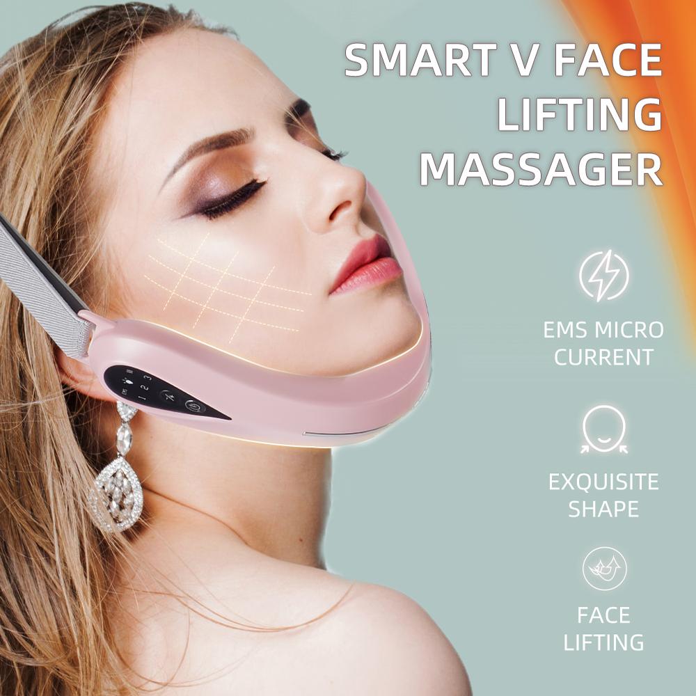 V Hình Khuôn Mặt Máy Massage Nâng Cằm Dây LED Photon Trị Liệu Mặt Giảm Béo Rung Thiết Bị Tế Bào Chết Hàm Mặt Máy Nâng