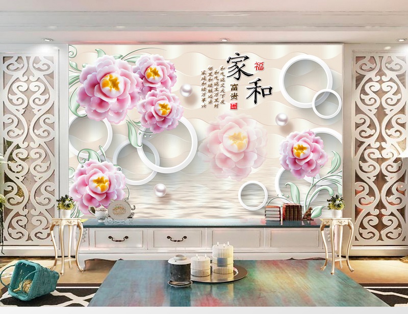 Tranh dán tường 3d,TRANH HOA 3D DÁN TƯỜNG CAO CẤP, Tranh hoa 3D, tranh lụa 3D dán tường,tranh dán tường phòng khách 3D PVP-GN782
