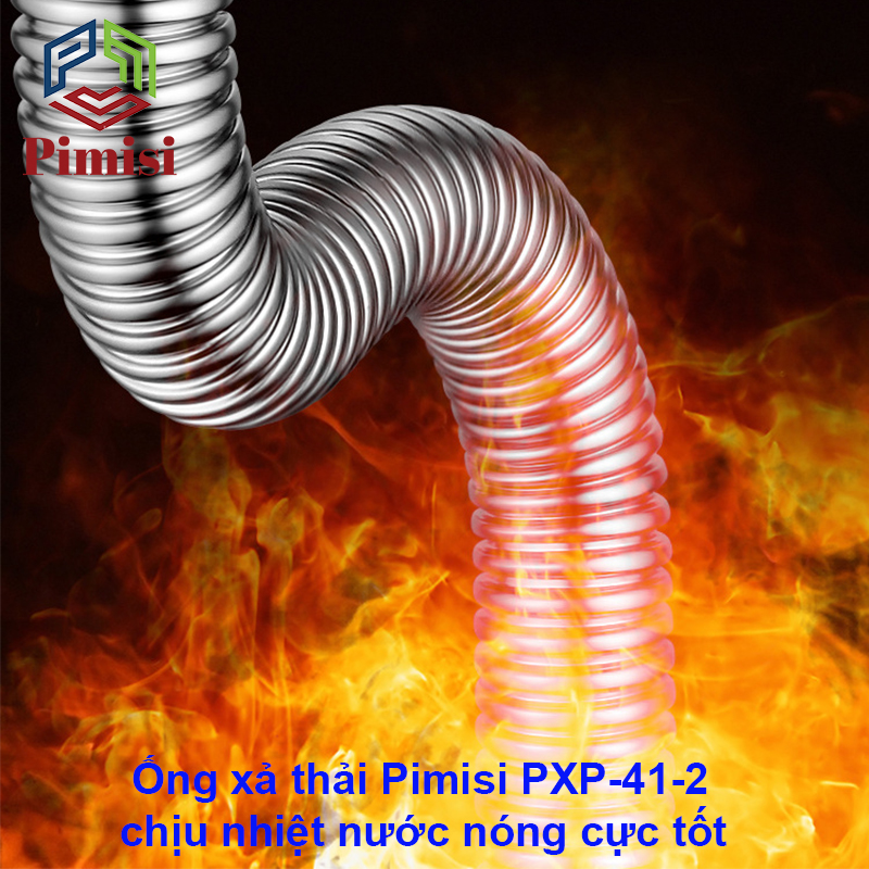 Xi Phông Chậu Rửa Bát Đôi Inox 304 Pimisi PXP-41-2 Cao Cấp Kiểu Chun Uốn - Kim Loại Bẻ Cong Được, Dùng Cả Nước Nóng Lạnh, Xả Thải Nước Bồn Rửa Chén 2 Hố Thu 11 cm - Thoát Nhanh, Chống Mùi Hôi Và Côn Trùng Gián, Chuột Cắn Phá - Có Thoát Tràn | Chính Hãng