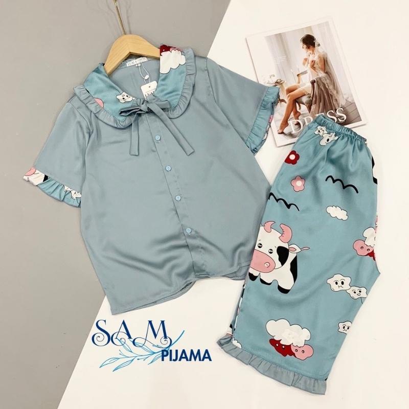 BÁN LỖ XIN ĐÁNH GIÁ 5 SAO Đồ ngủ nữ pijama, bộ mặc nhà, chất liệu lụa latin, mềm mịn, thấm mồ hôi, Sam pijama