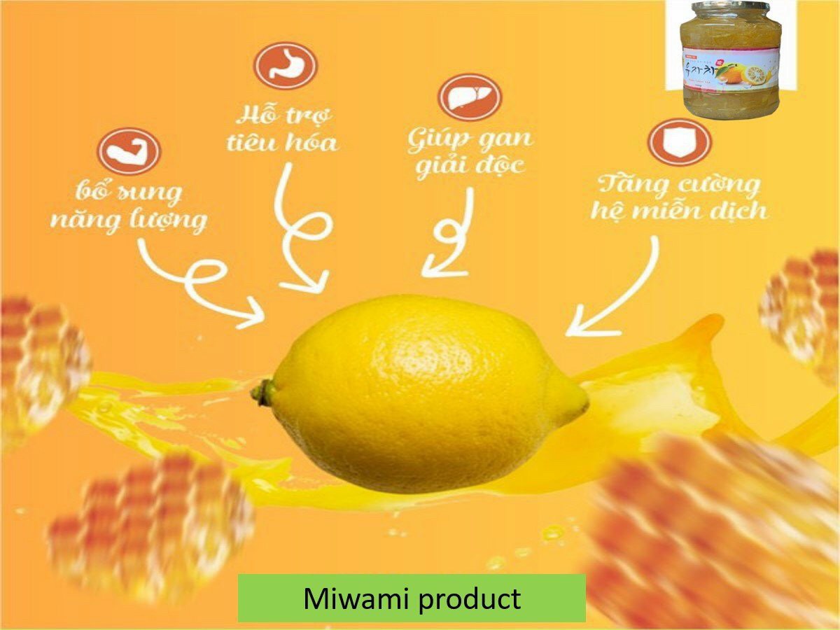 Trà mật ong chanh Miwami Hàn Quốc Honey Citron Tea - khắc phục hiệu quả ho, viêm họng, thúc đẩy tiêu hóa, đào thải độc tố, làm đẹp da, tăng cường sức đề kháng