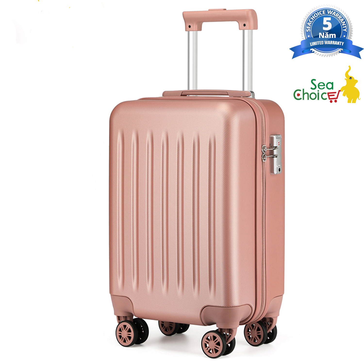 Vali du lịch cabin Sea Choice chất liệu Vỏ Cứng ABS 19 vali nhỏ của trẻ em có khóa TSA và dây kéo YKK 4 bánh xe quay- Bảo hành 5 năm - Màu Hồng Pink