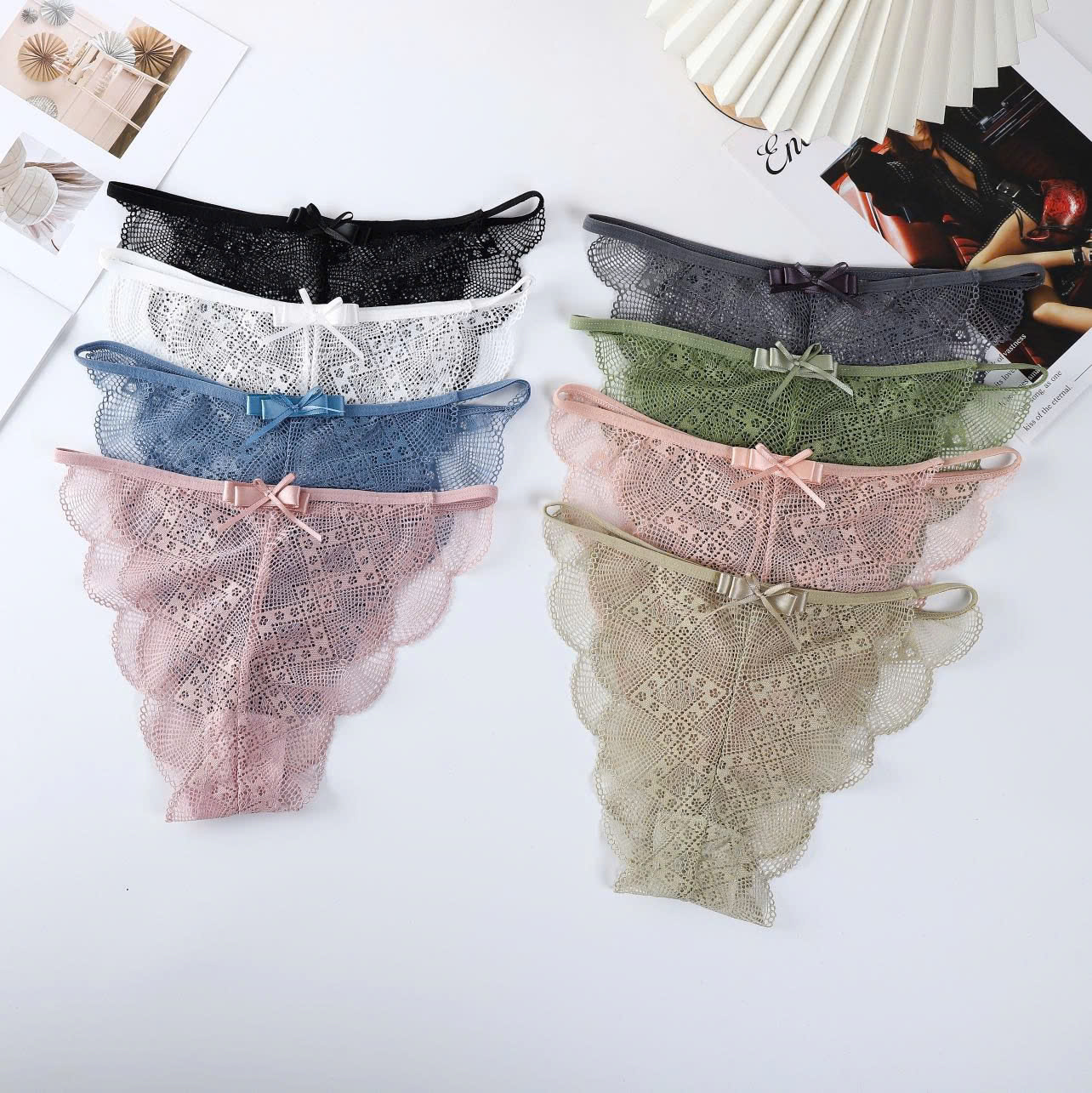 Quần Lót Ren Sexy Vicci QV.40 Chun Hông Đính Nơ Gợi Cảm, Tạo Đường Cong Quyến Rũ Freesize