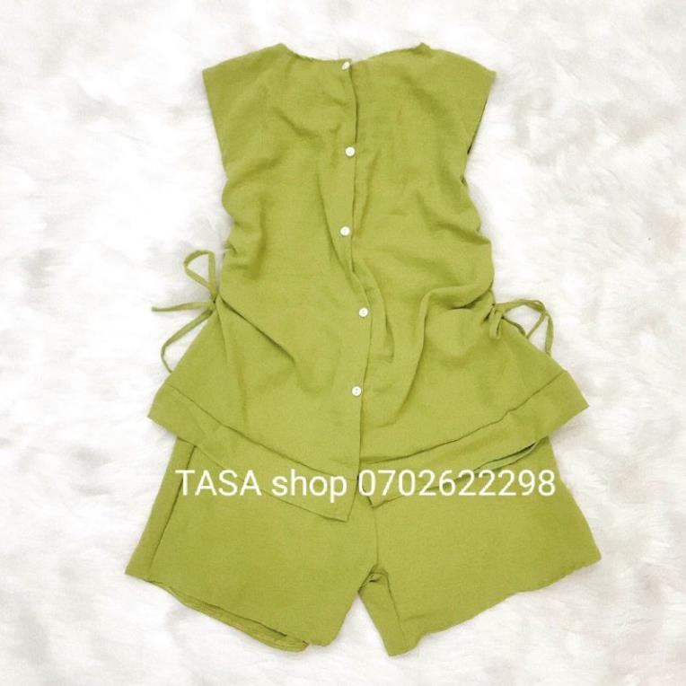 TBL-Set bộ đùi rút dây siêu đẹp, tay sát cánh đũi nhăn thời trang nữ dạo phố, dự tiệc (xanh lá, nude, trắng